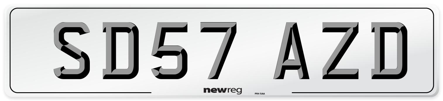 SD57 AZD Number Plate from New Reg